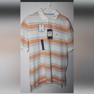 Men's Striped Polo Shirt - Peach & White